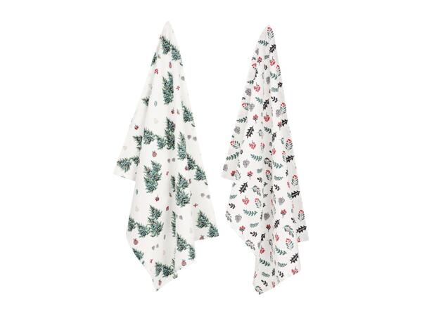 Livarno Home Christmas Tea Towels With Fir Trees Pattern - Pack of 2