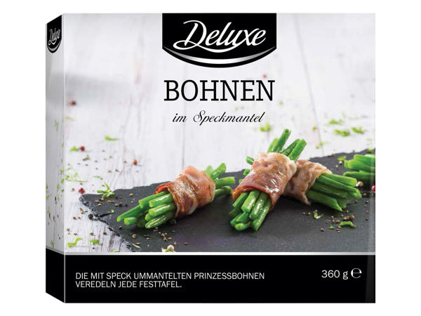 DELUXE Bohnen im Speckmantel