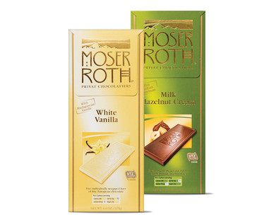 Moser Roth Madagascan Vanilla or European Hazelnut Bar