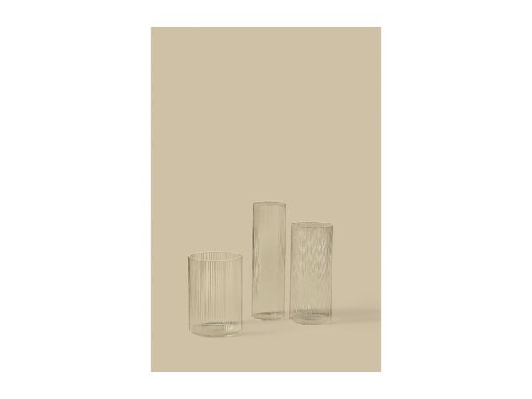 Livarno Ribbed Glass Vase Set - 3 Pieces