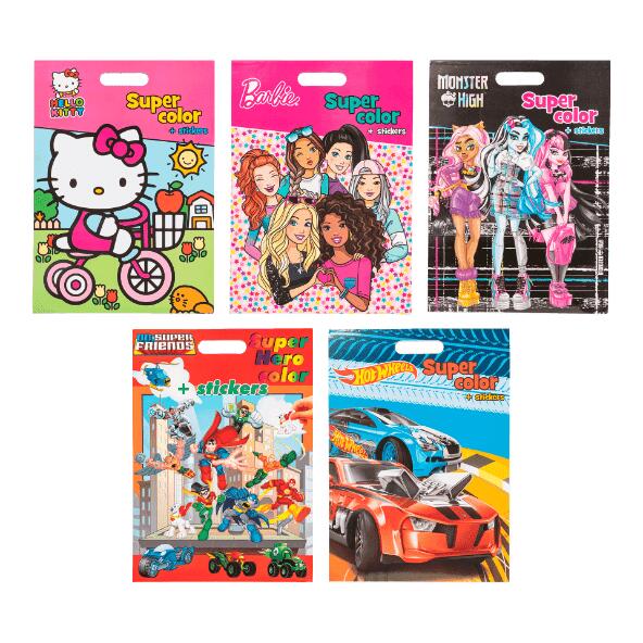 Hello Kitty(R)/ Mattel(R)/ Warner Bros(R) 				Grand album de coloriage avec autocollants