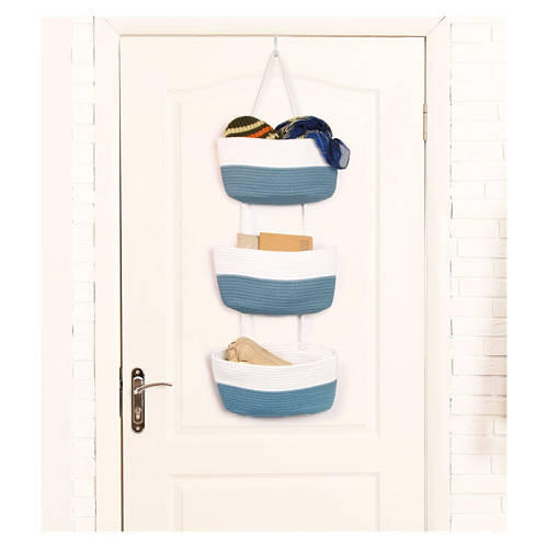 3 Tier Hanging Basket, Blue & White