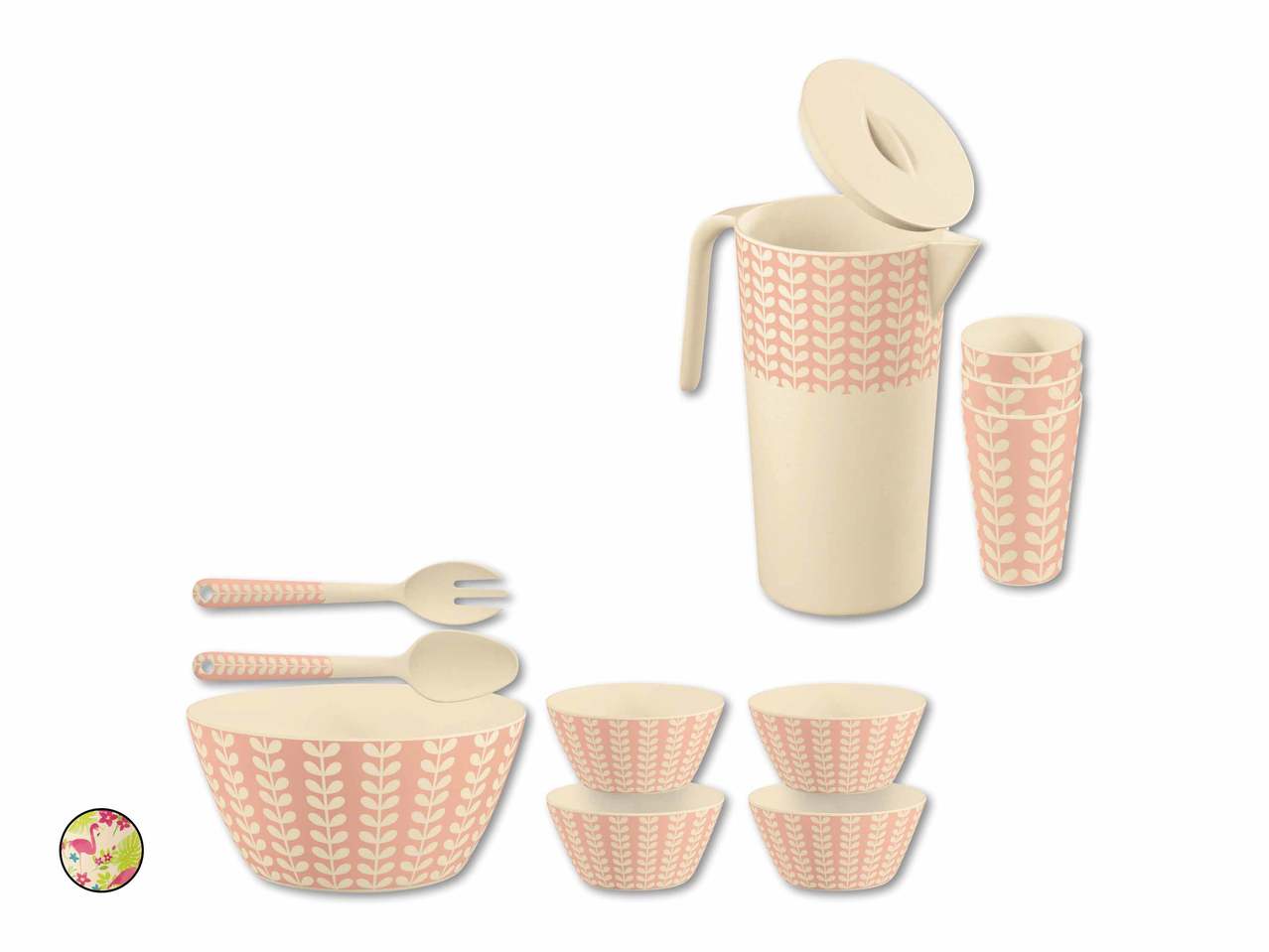 Saladier et coupelles, 7 pièces/ carafe et verres, 5 pièces