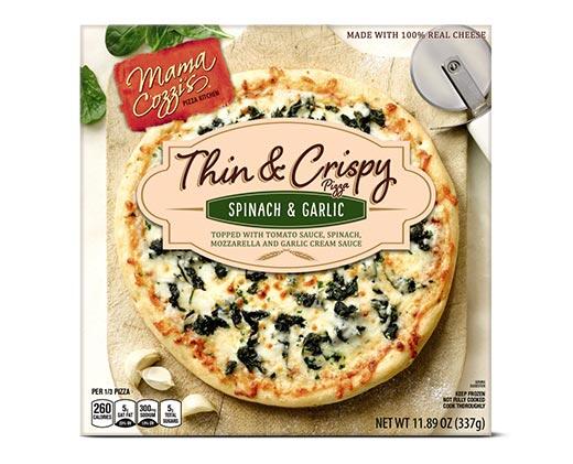 Mama Cozzi's Pizza Kitchen 
 Spinach & Garlic or Tomato & Mozzarella Thin & Crispy Pizza