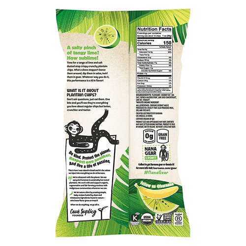 Organic Lime Plantain Chips, 5 oz