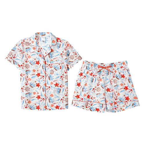 Ladies Seersucker Pajama Set - White, L