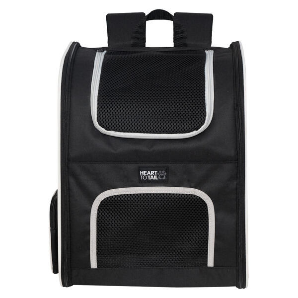 Heart to Tail Black Pet Backpack with Lounge