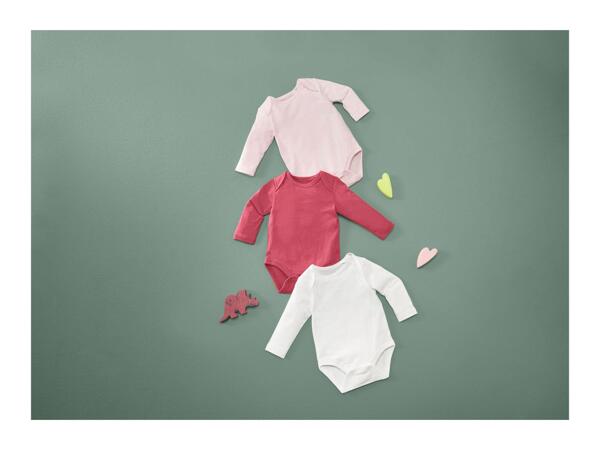 Lupilu Baby Long-Sleeve Bodysuits - 3 Pack Red