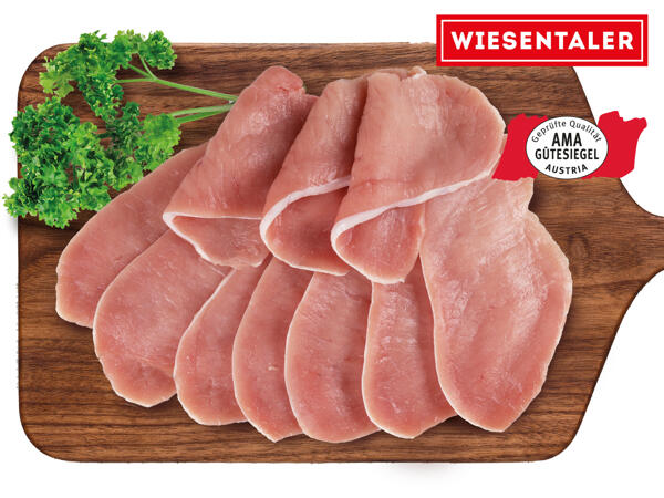 Frische Karreeschnitzel geplättet