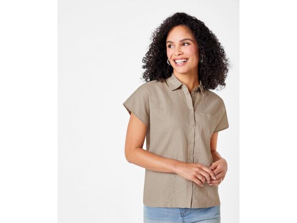 Ladies' linen-blend blouse