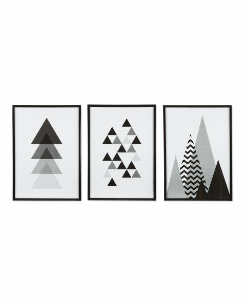 Black Frame Mono Geo Prints 3 Pack