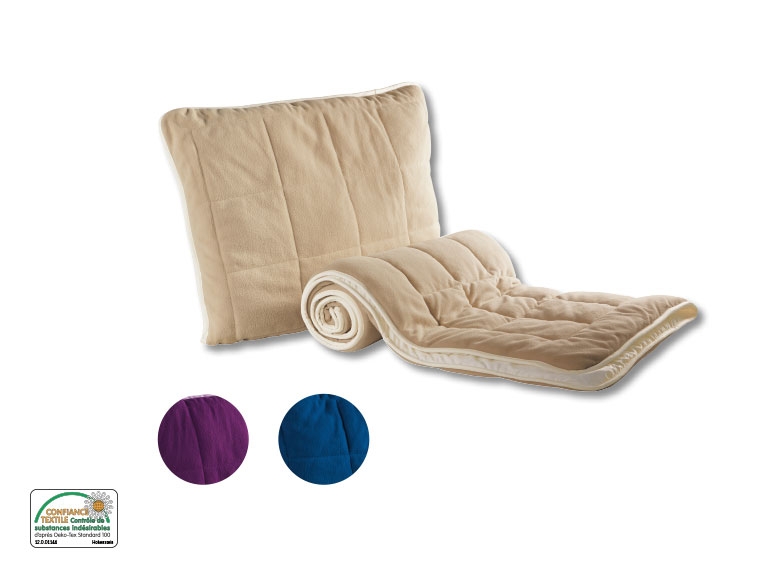 Set couette et oreiller double face microfibre, 2 pièces