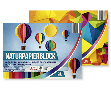 Bloc de papier naturel/cartonné de couleur