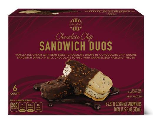 Sundae Shoppe 
 Chocolate Chip or Cookies & Cream Dipped Sandwich Duo