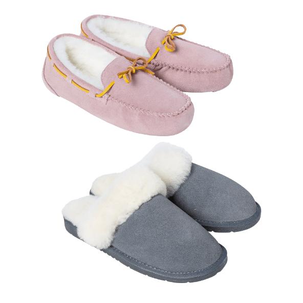 Pantoffels met lamswol voor dames