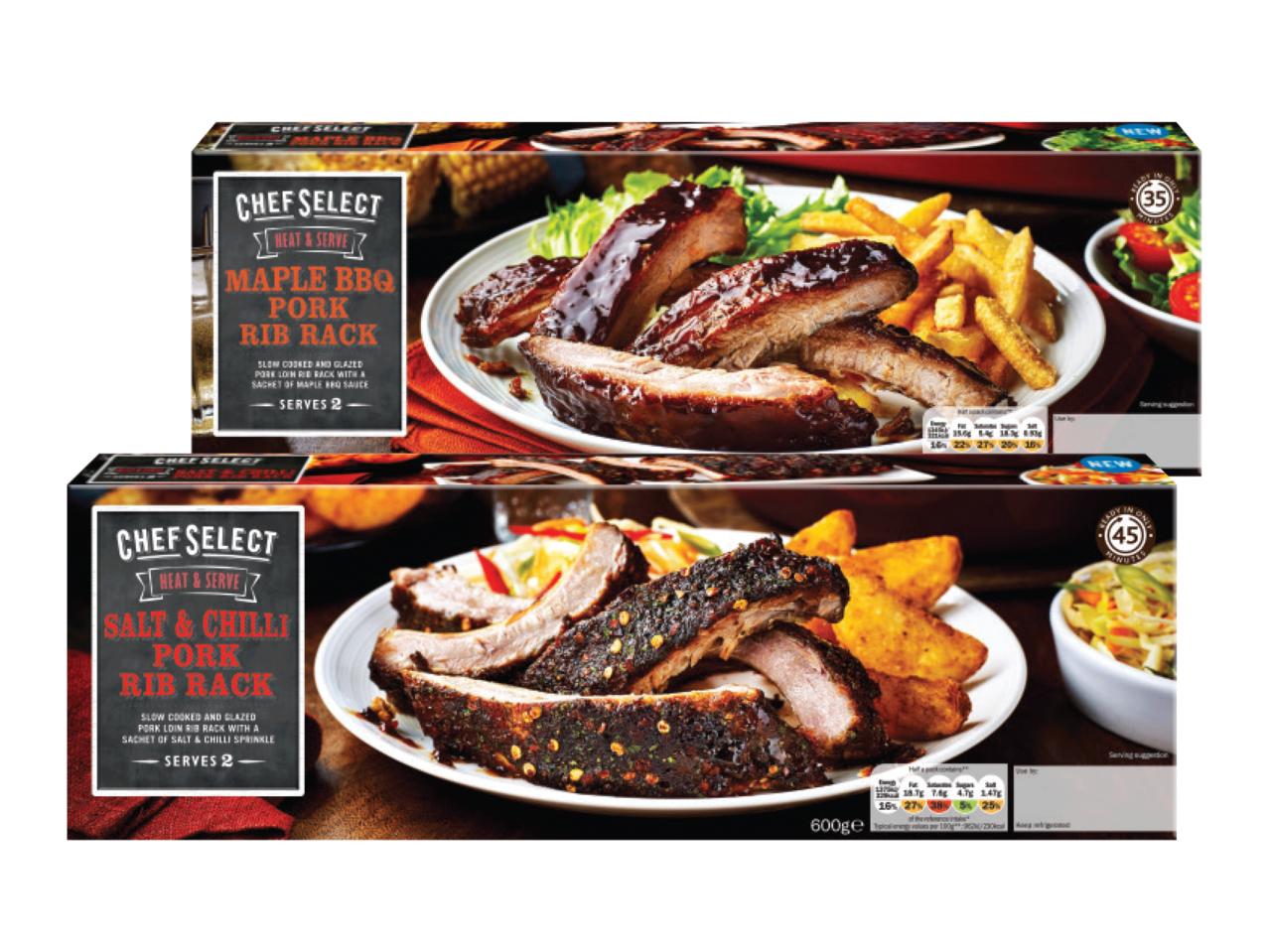 CHEF SELECT Salt & Chilli/Maple BBQ Pork Rib Rack