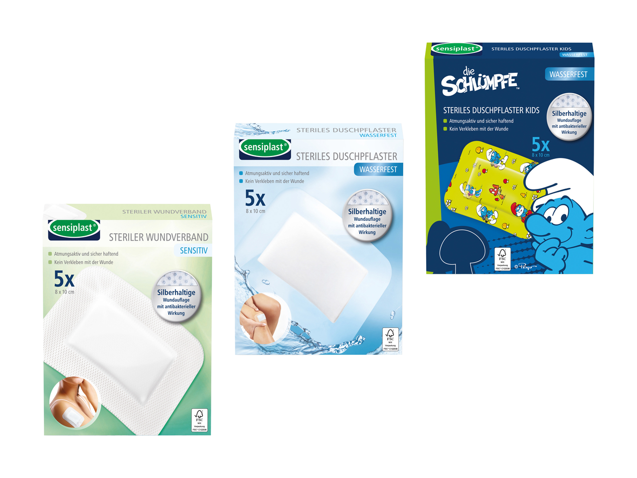 Pansements stériles/ sparadrap pour la douche, lot de 5