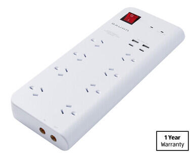 8-Way Surge Protection Powerboard with USB-A and C