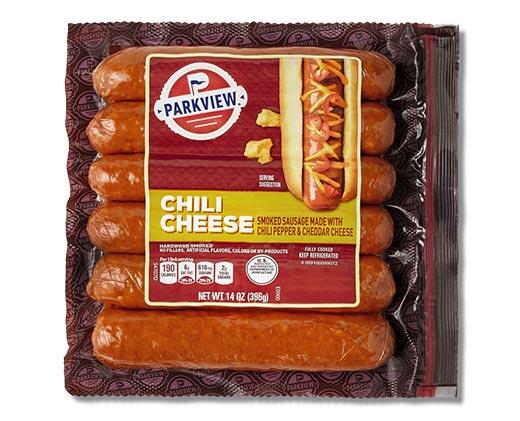 Parkview 
 Bacon Cheddar Brats or Chili Cheese Smoked Sausage