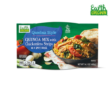 Earth Grown Spaghetti with Meatless Sauce or Quinoa Mix with Meatless Strips