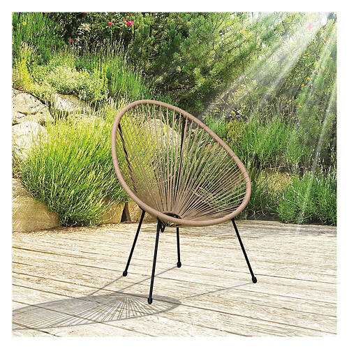 Oval Shaped Patio String Chair, Beige