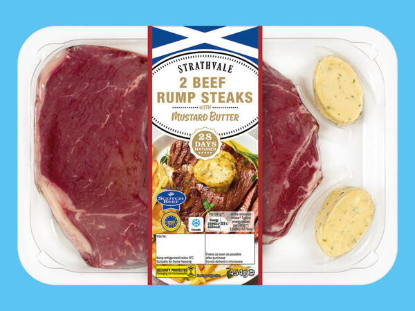 2 Beef Rump Steaks with Mustard Butter