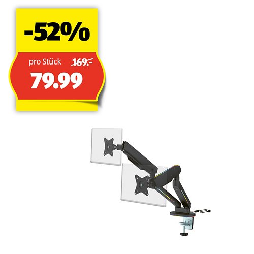 DELTACO A NORDIC BRAND Dual Monitor Arm GAM-135, Schwarz