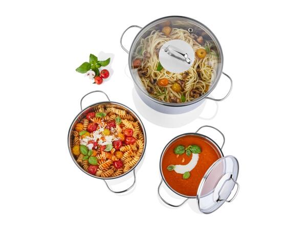 Livarno Home Stainless Steel Stockpot Set - 3-Piece Set