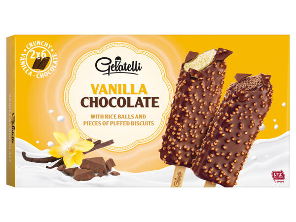 Vanille-Stieleis mit Schoko-Mandelummantelung