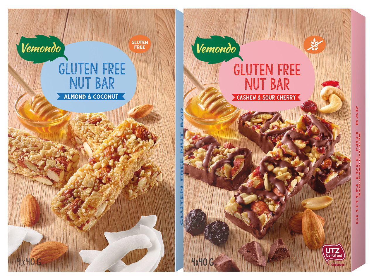 VEMONDO Glutenfreie Frucht- oder Nussriegel