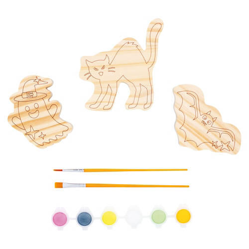 3 Piece Paint-Your-Own Halloween Woodcraft Set - Spooky