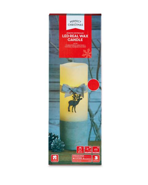 20cm LED Real Wax Reindeer Candle
