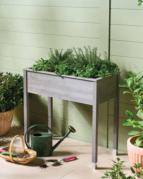 Wooden Raised Planter Grey