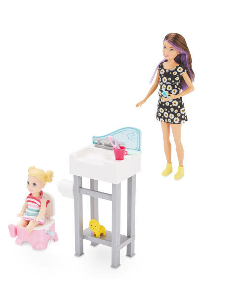 Barbie Babysitter Bathroom Doll Set