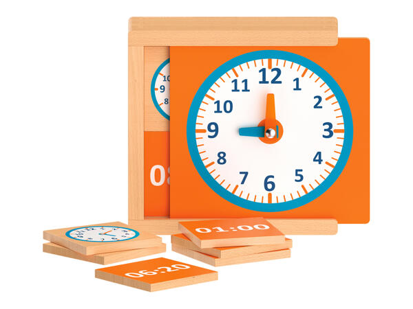 Wooden Learning Game "Memory, Maths, Tangram, Alphabet, Time"