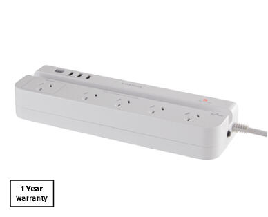 5-Outlet Power Board with Built-In Tablet Holder
