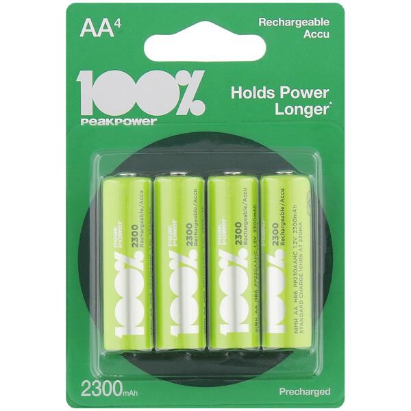 Piles rechargeables AA 100% Peak Power