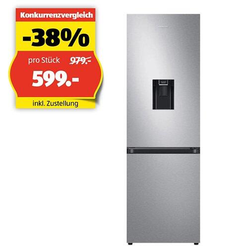 SAMSUNG Kühl-Gefrierkombination RB7300, 341 Liter, D, WiFi, Silber mit Griffmulde, RB34C632DSA/WS