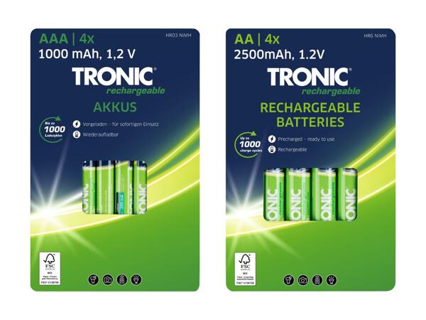 TRONIC(R) Genopladeligt batteri 4-pak