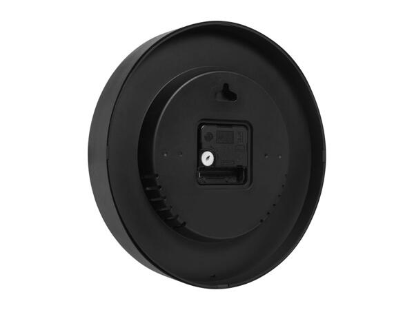 Auriol Wall Clock with Temperature & Humidity - Black