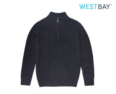 Men's Wool Blend Jumper - Black 1/4 Zip or Grey Crew Neck