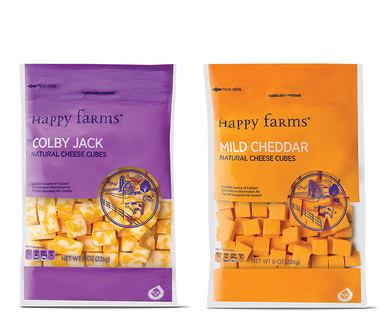 Happy Farms Cheese Cubes Mild Cheddar or Colby Jack