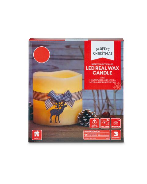 15cm LED Real Wax Reindeer Candle