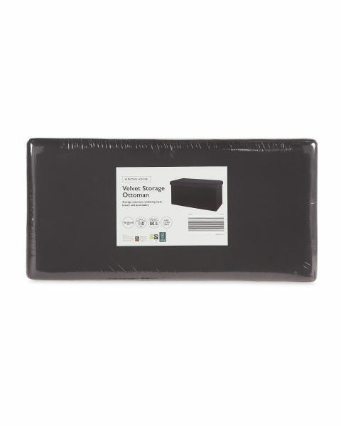 Black Velvet Storage Ottoman