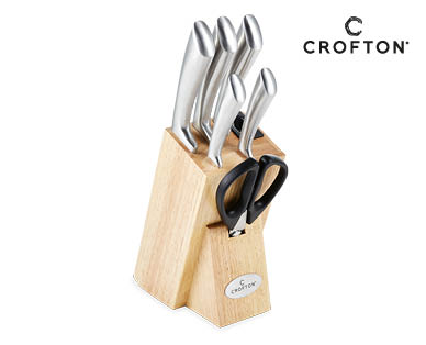 Knife Block 6pc Set with Inbuilt Sharpener