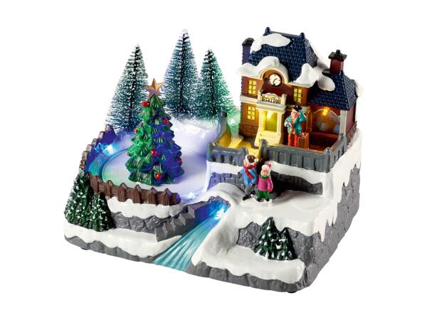 Animated Christmas Scene with LEDs & Music