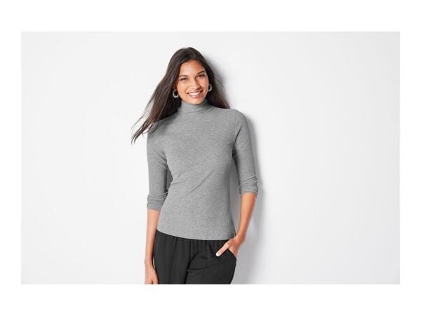Esmara Ladies' Ribbed Turtleneck Top - Grey