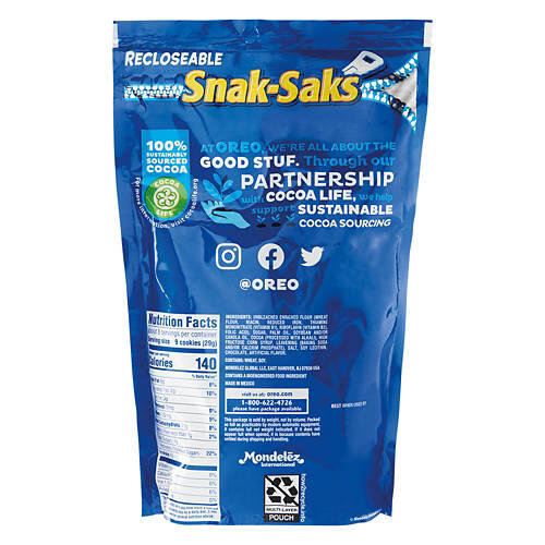 Snak Sak Mini Oreo Chocolate Sandwich Cookies, 8 oz