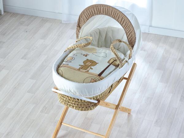 Hand Made Palm Moses Basket With Stand
