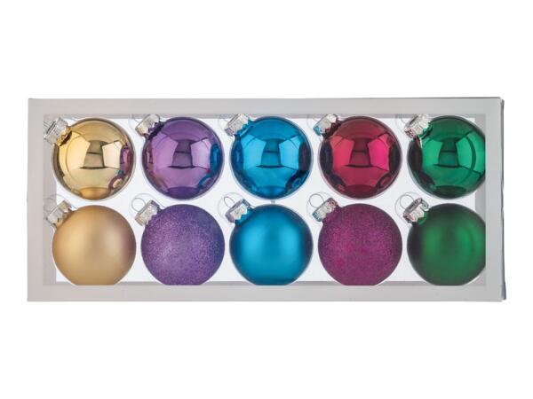Livarno Home Colourful Christmas Baubles - 10 Pack